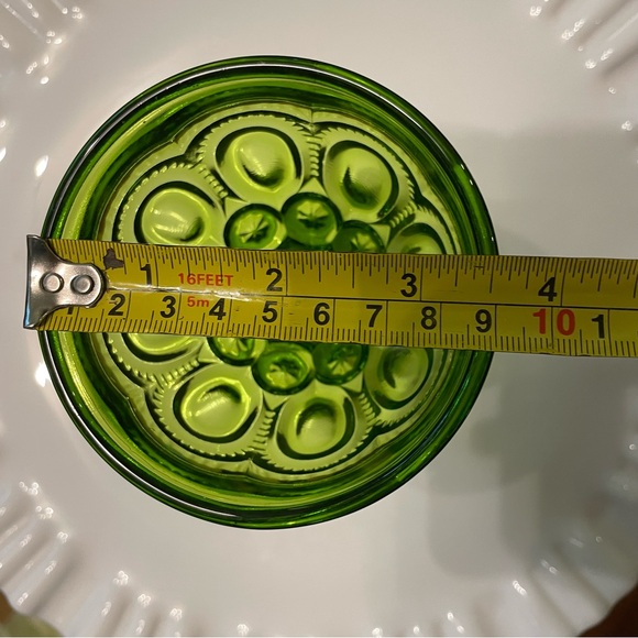 Green LE Smith Moon and Stars Champagne Coupe Sherbet Votive Glass Vintage L.E. - Picture 9 of 10